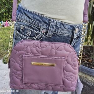 BETSEY JOHNSON QUILTED ROSE MAUVE LUV BETSEY CROSSBODY